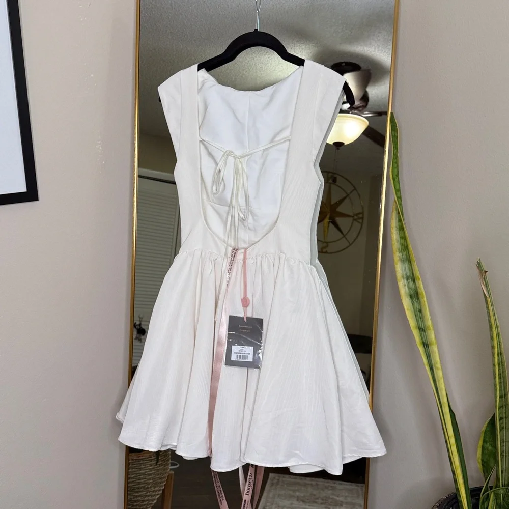 HOUSE OF CB 'Enchant' White Open Back Mini Dress NWT